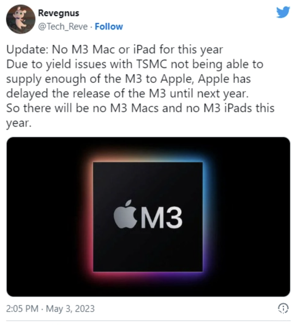 今年或不会发布新款iPad，消息称苹果M3芯片进度不及预期